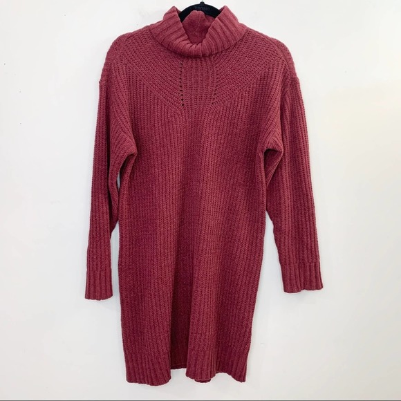 AMERICAN EAGLE Maroon Chenille Mock Sweater Dress - Picture 1 of 7